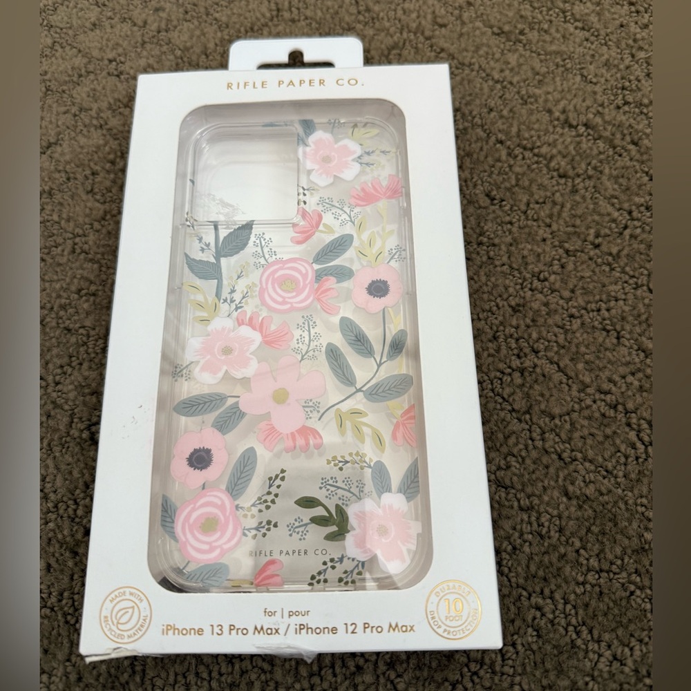 NEW rifle paper co clear Floral phone case for iPhone 12 Pro Max or 13 Pro Max